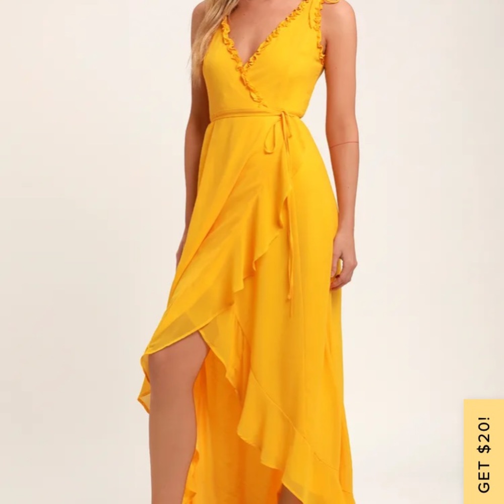 Lulus Juliette yellow high low dress